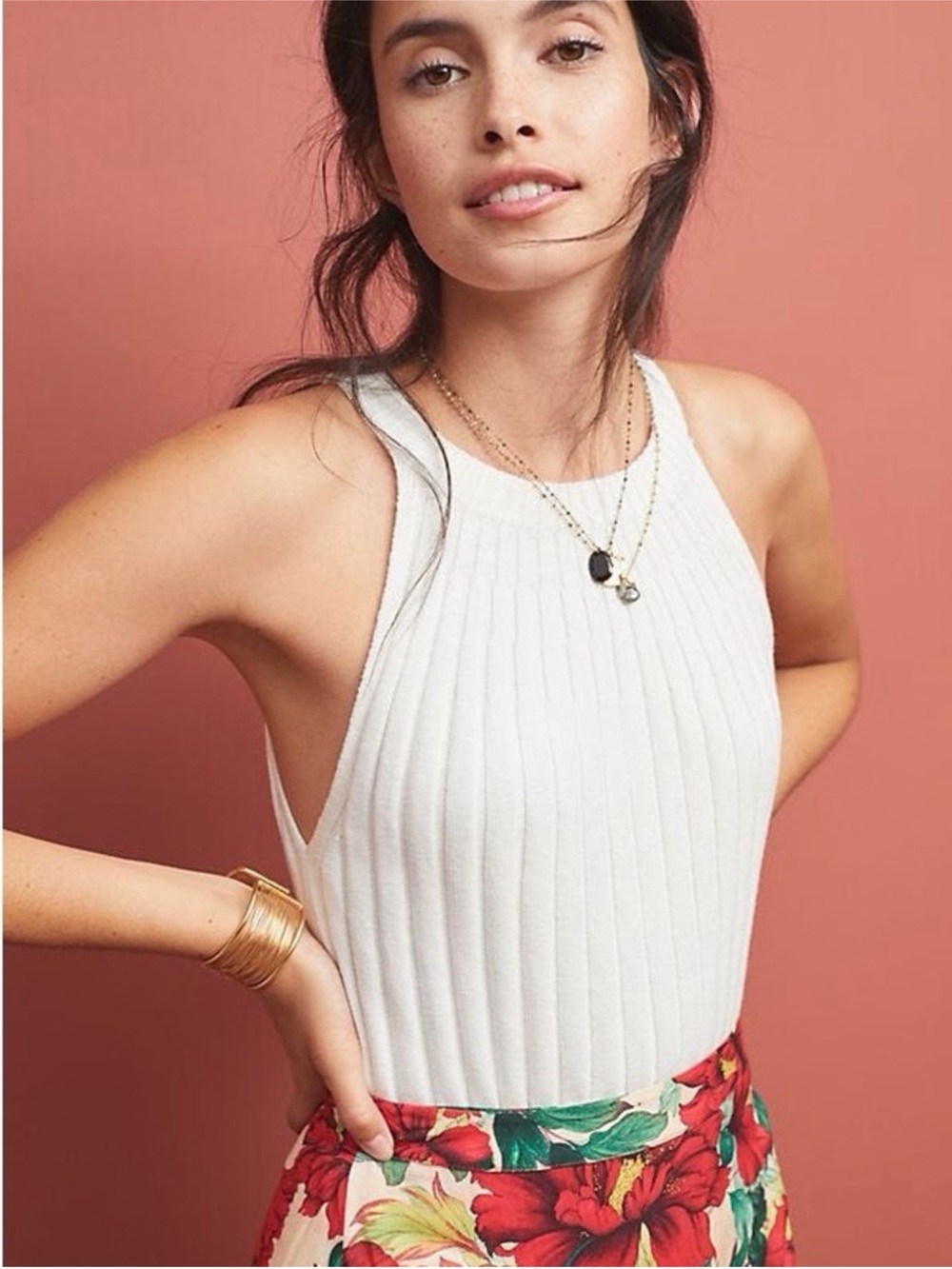 ANTHROPOLOGIE Zadkine Ribbed Knit Sweater Tank Cream Size Large